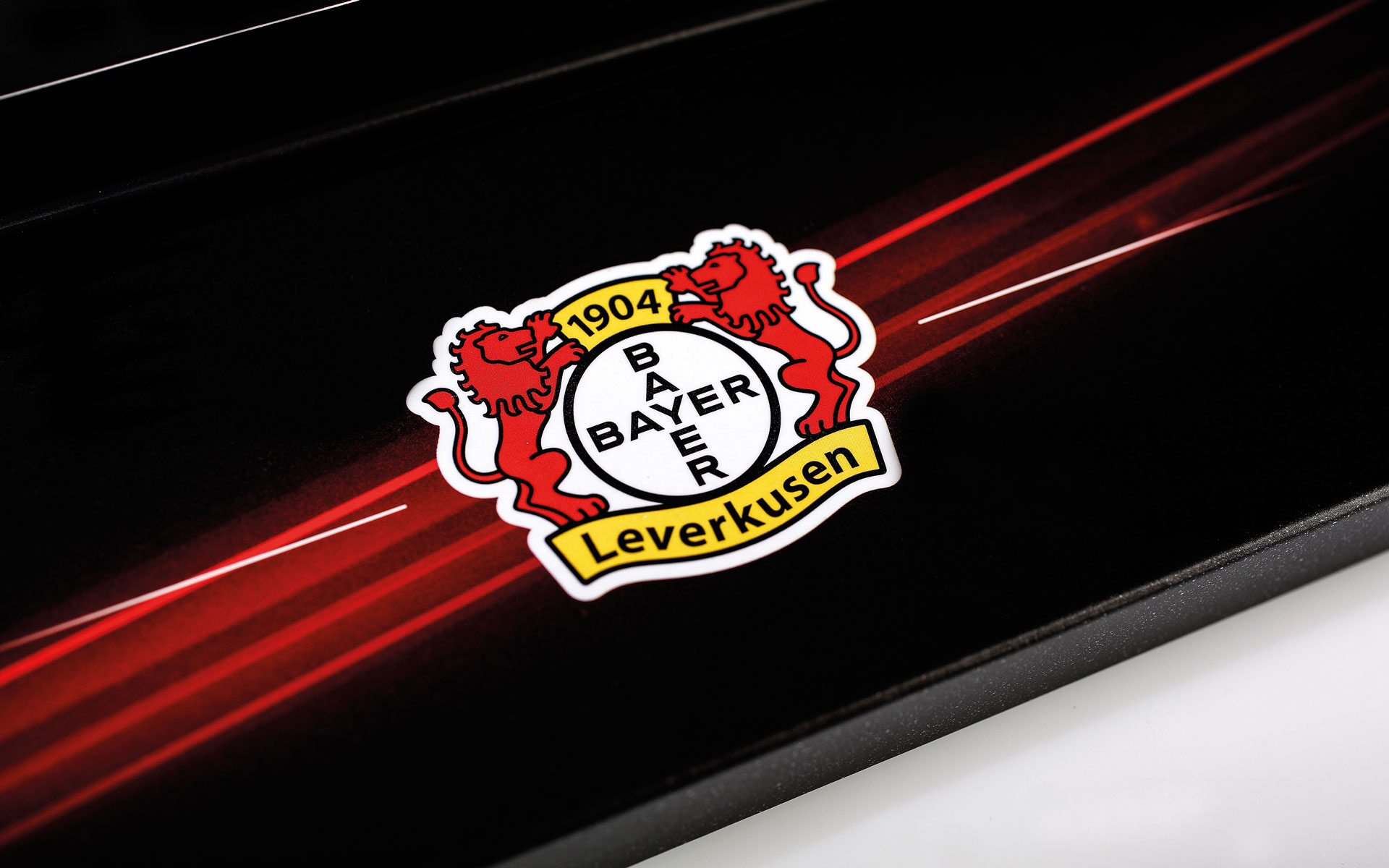 Bayer 04 VIP-Ticketbox, Bayer 04 Emblem und Laser als Gestaltungselement
