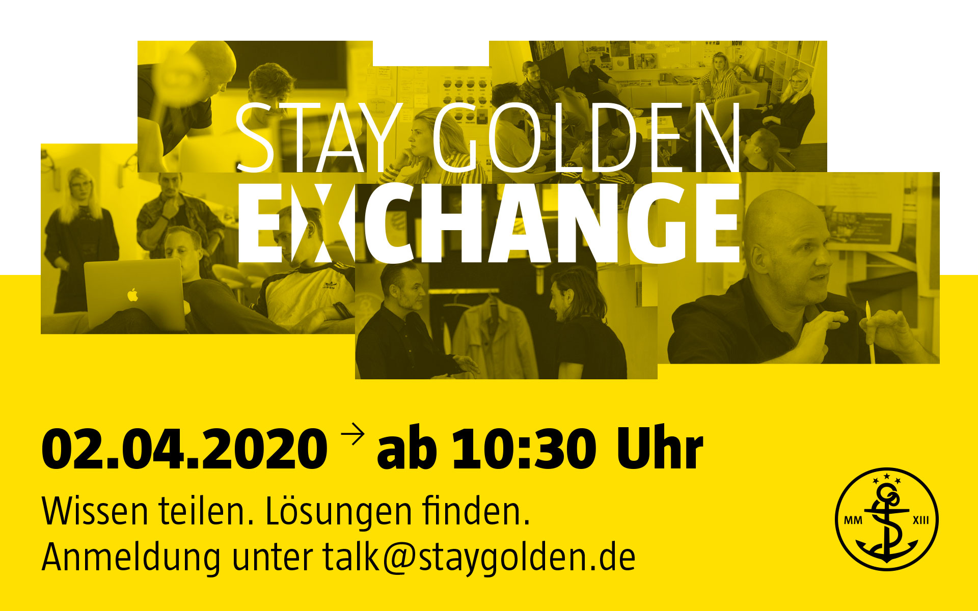 stay golden, exchange, online, Gespräch, dialog, Austausch, videokonferenz, design, marke, management, corporate design, brand identity, markenkommunikation, düsseldorf